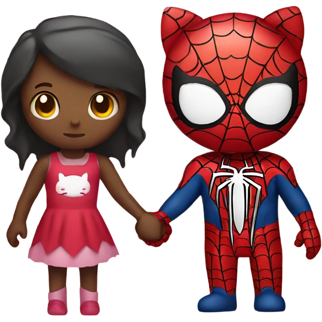 Spiderman and hello kitty holding hands emoji