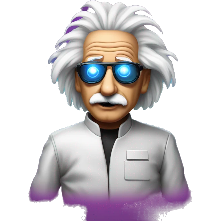 Synthwave Einstein in back to the future style emoji