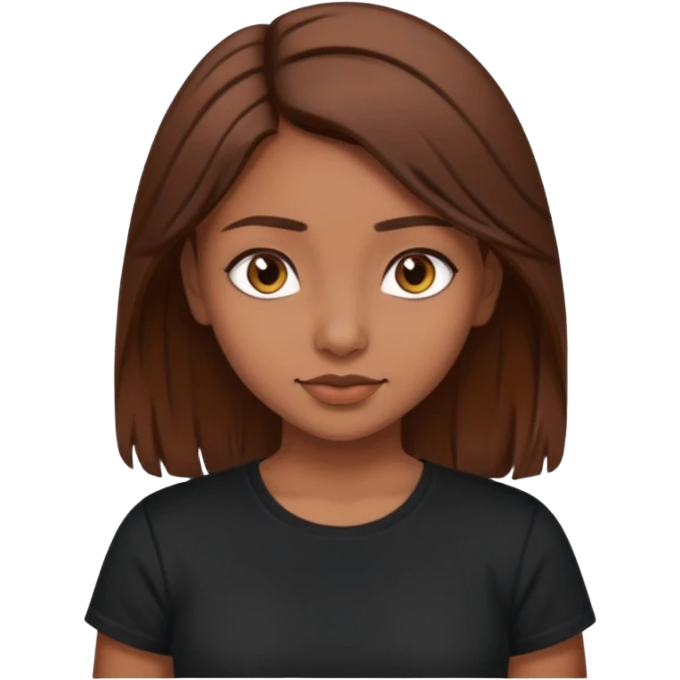 a pretty fair indian bratz girl with brown hair. with a black tshirt emoji