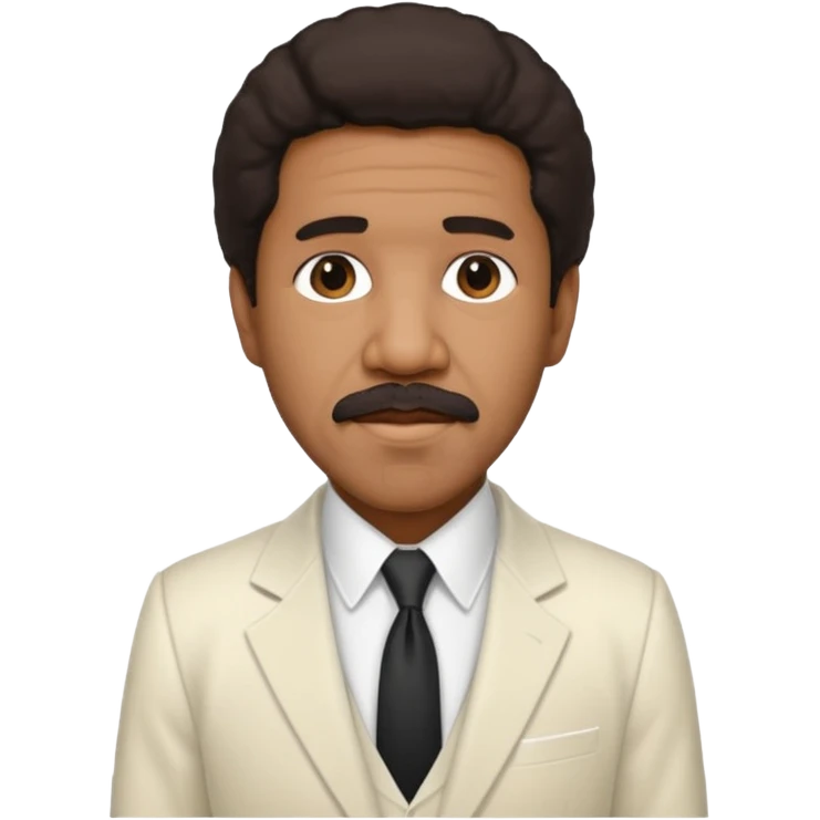 Richard Pryor with dark brown hair, ivory suit emoji