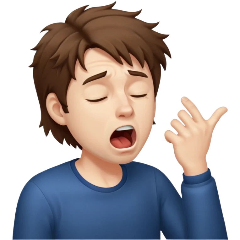 Weak man with disheveled hair yawning emoji