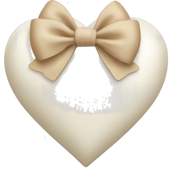 white heart with beige bow emoji