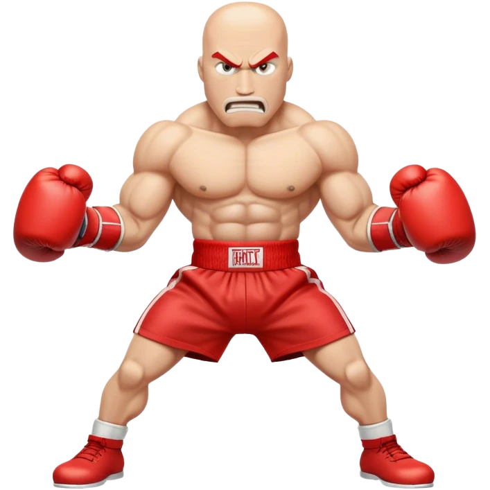 A cartoon-style anthropomorphic train with large, muscular human-like arms wearing red boxing gloves. The train has an aggressive expression and is posed in a boxing stance, ready to fight. emoji
