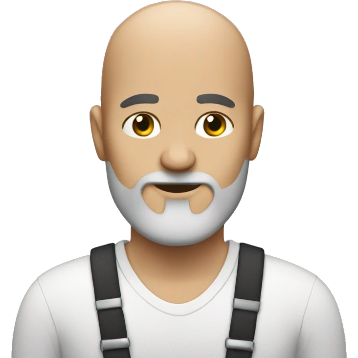 Bald man with a beard and a black and White chat emoji