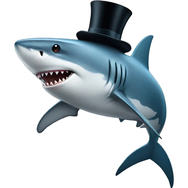 Shark with a top hat emoji