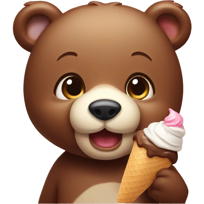 Little bear with ice cream emoji