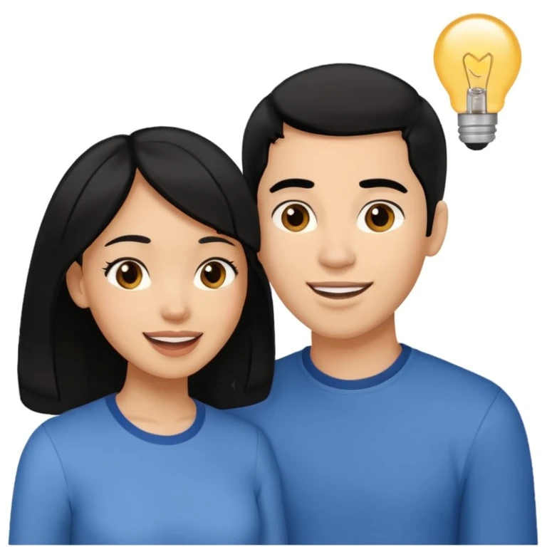 light skin black hair woman talking with a light skin black hair man, she's exited an he's happy, we're face to face emoji