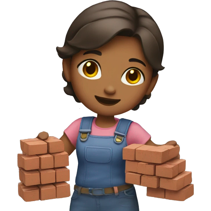 A girl is carrying bricks. emoji