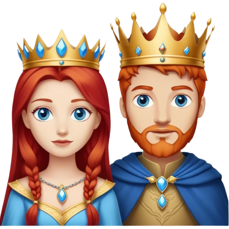 Red hair king, blonde queen, blue eyes emoji