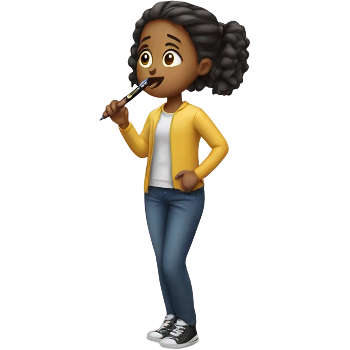 girl eating pens emoji