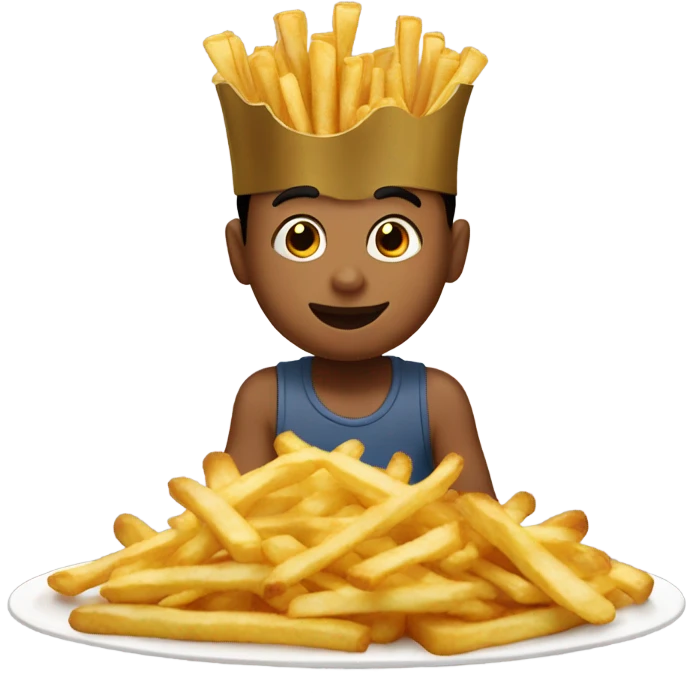 Boy on platter with fries emoji
