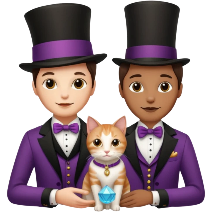magician couple and their pet cat emoji
