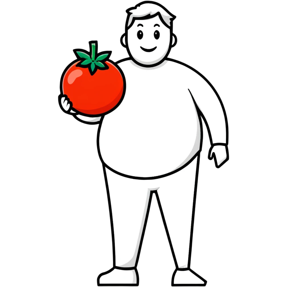 man with a tomato for a belly emoji
