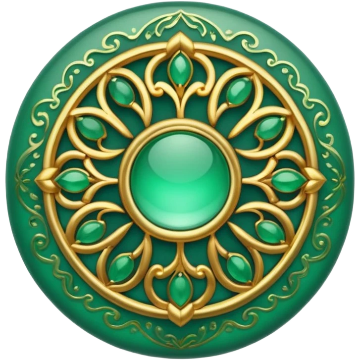 Jade and gold filigree style rounded icon button emoji