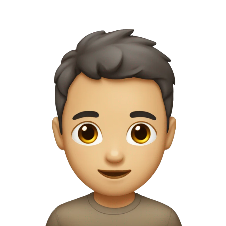 un niño con pelo liso, corto y rubio con ojos marrones emoji