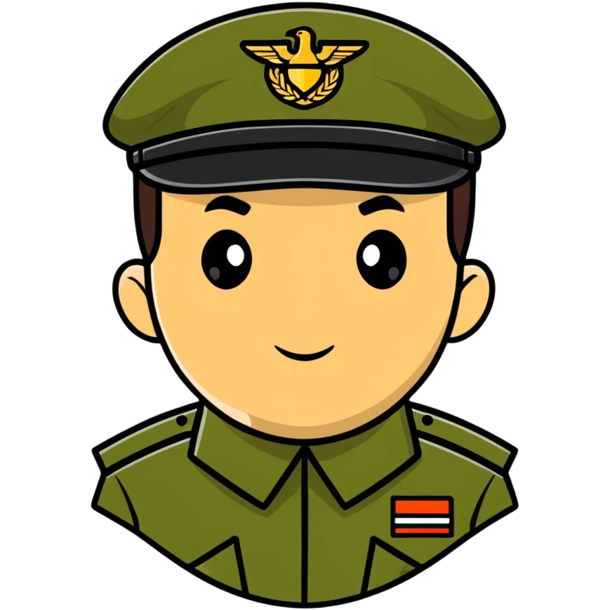 rear view of military personnel wearing a cap or hat emoji