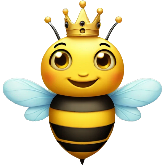 Cute bee with a crown on smiling emoji