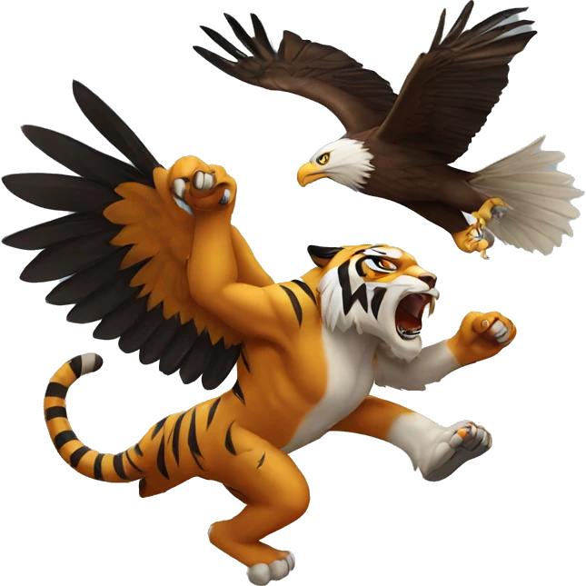 Tiger fighting eagle emoji