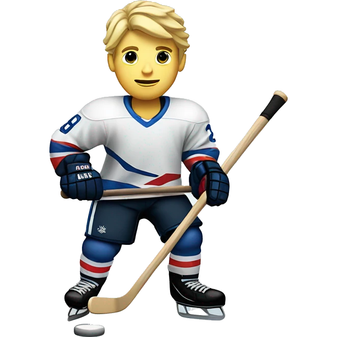 blond hockey player with a stick in his hand emoji