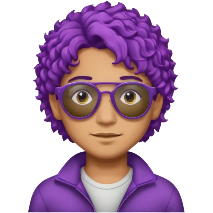 purple haired, curly haired mexican boy with sunglassess emoji