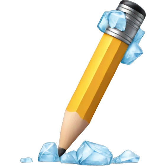 pencil emoji with ice emoji