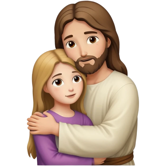 Jesus hugs a girl emoji