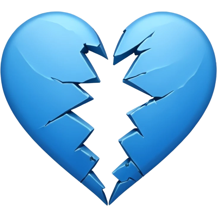 Emoji de corazón azul roto ala mitad  emoji