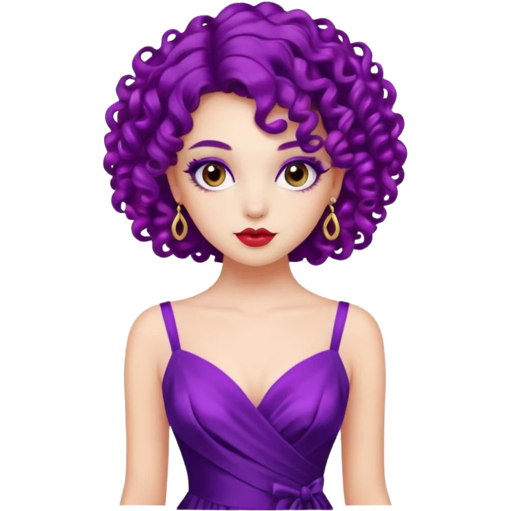 Fashion Model with Purple Curls, wearing red dress emoji