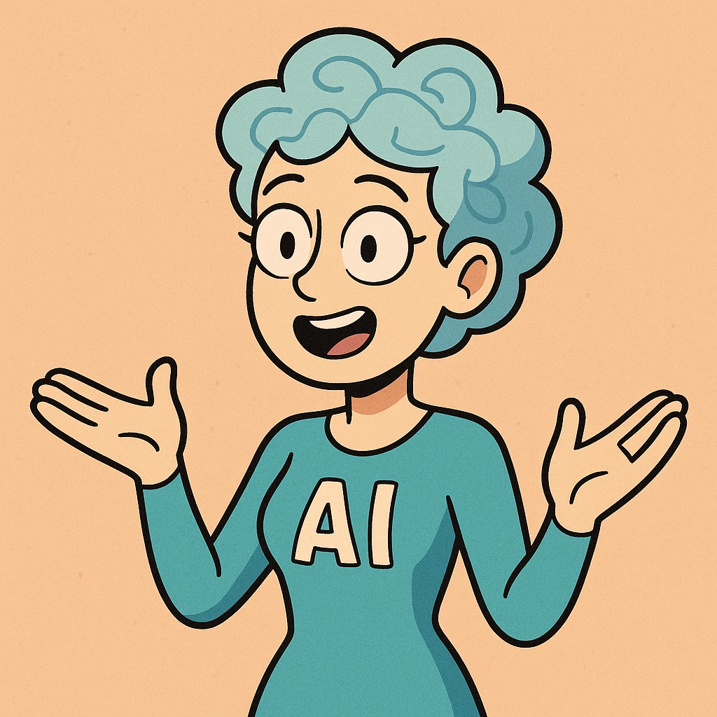 inteligencia artificial, estilo cartoon, colores llamativos emoji