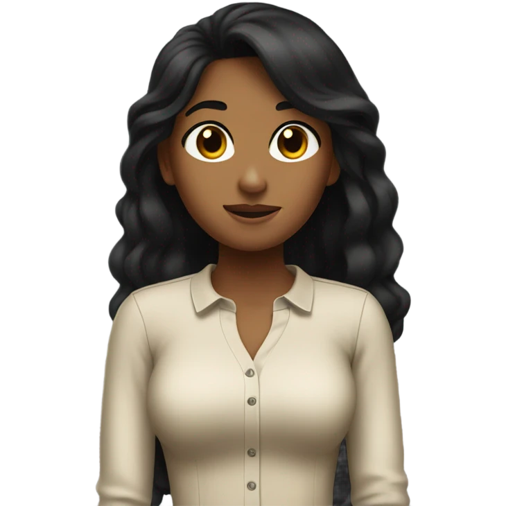 Tan girl with thick black hair asking her father for money emoji