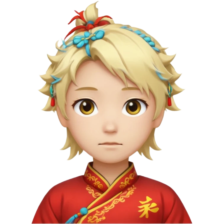 Cartoon anime blond mwssy hair and eyes from china emoji