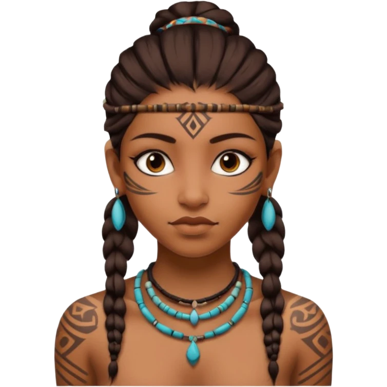 tribal girl Tattooed, not wearing necklace emoji