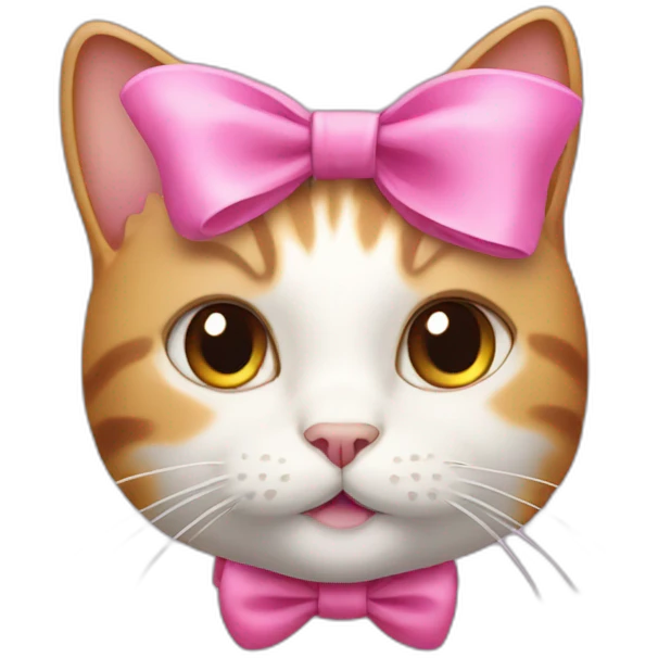 Cat with a pink bow in its ear emoji