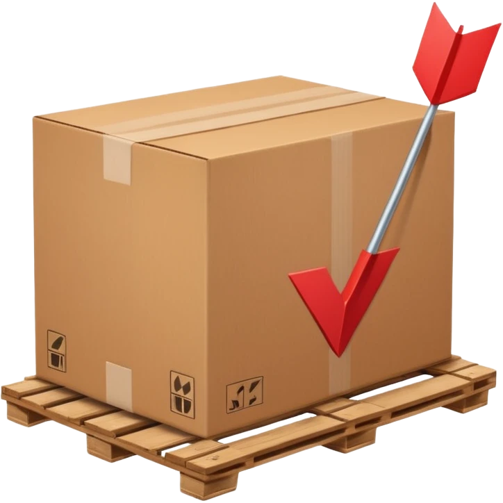 cardboard box on a pallet with an arrow next to it, simple, clear, no text emoji