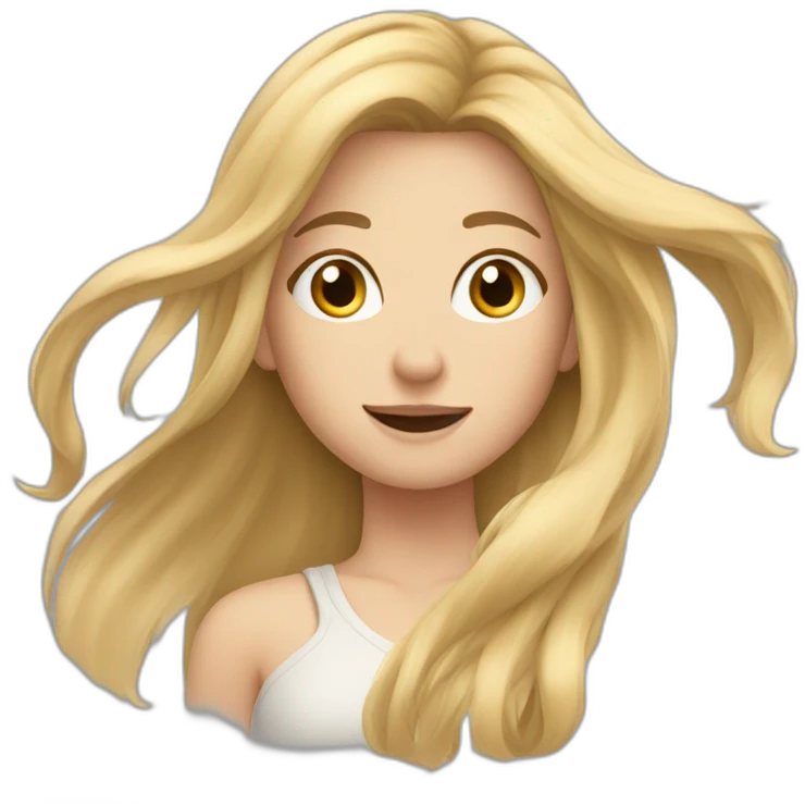 a girl with long blonde hair in the wind emoji