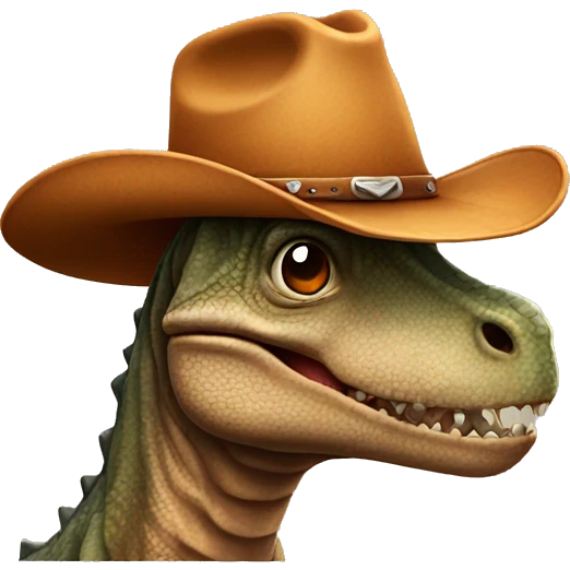 Dino wearing a cowboy hat emoji