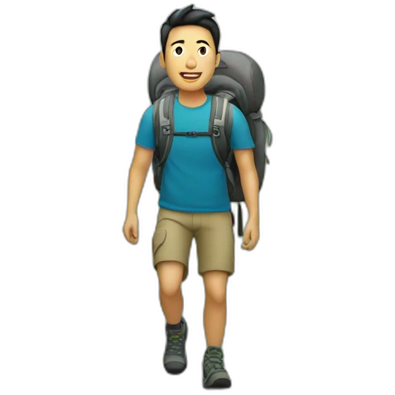 asian guy hiking emoji
