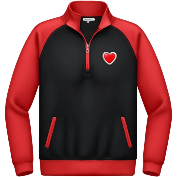 Quarter Zip Fleece Black red and white emoji