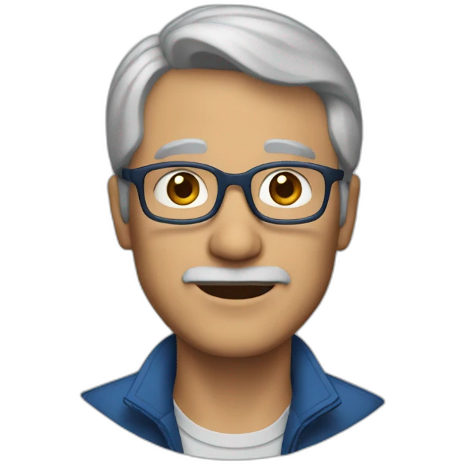 60 year old man with dark blonde short hair and blue jacket emoji