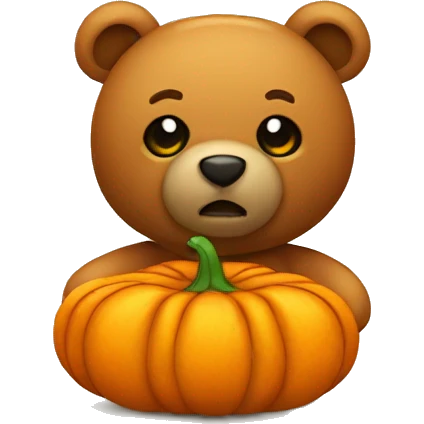 Teddy Bear with ceaved pumpkin head emoji