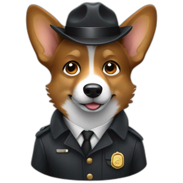 Black corgi detective emoji