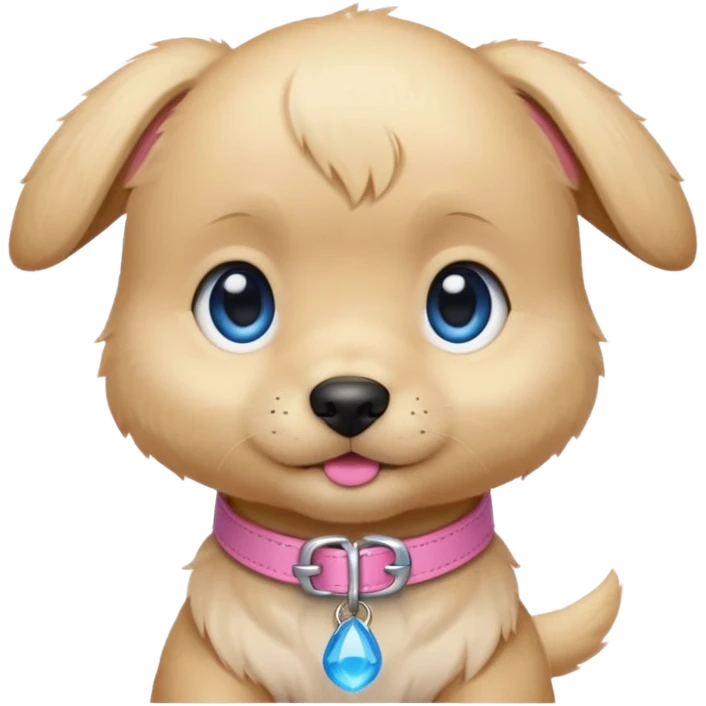 Blonde puppy with blue eyes pink collar emoji