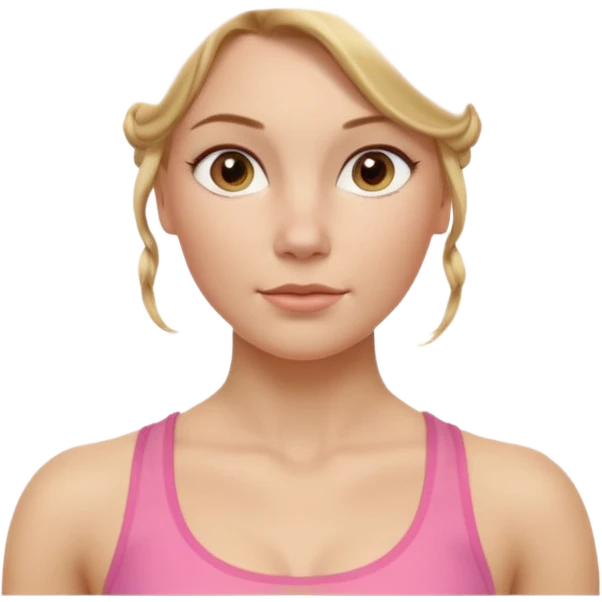 Cinematic Realistic Workout Girl Portrait, depicted with lifelike skin texture, subtle rosy undertones, and soft natural lighting that enhances the gentle contours of her face. Her intricately detailed golden blonde hair is elegantly styled in an updo, emoji