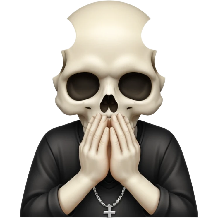 skull emoji with hands together in a praying gesture emoji