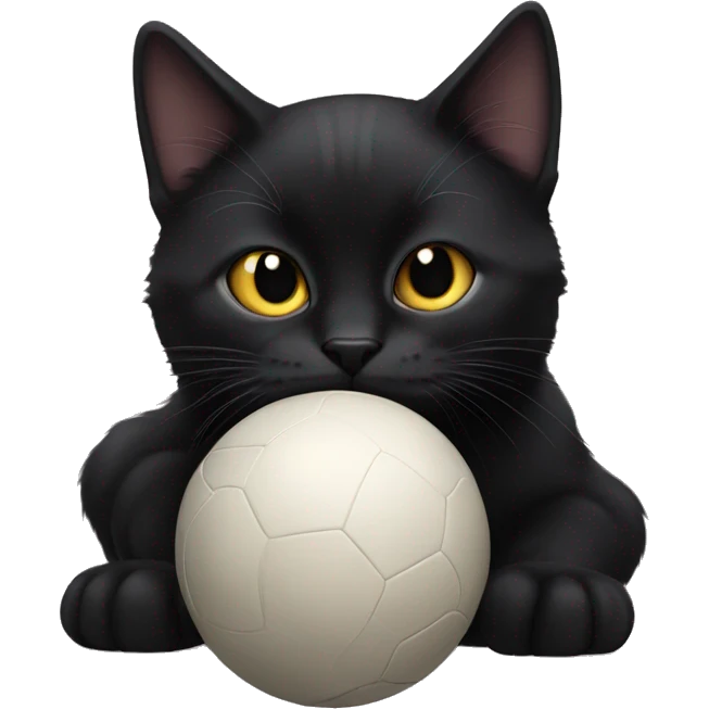 black cat with a ball emoji