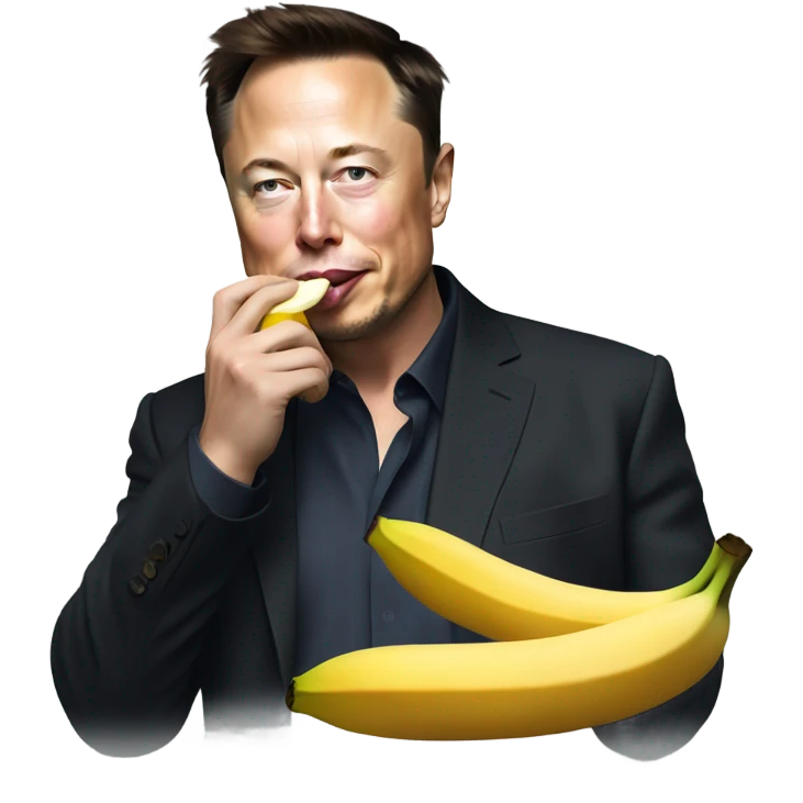 Elon musk eating a banana emoji