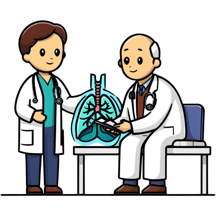 Doctor listening to patient's lungs with stethoscope, cancer screening examination in medical office emoji