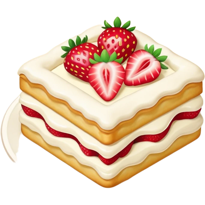 Strawberry custard cream pastry with vanilla sugar icing  emoji