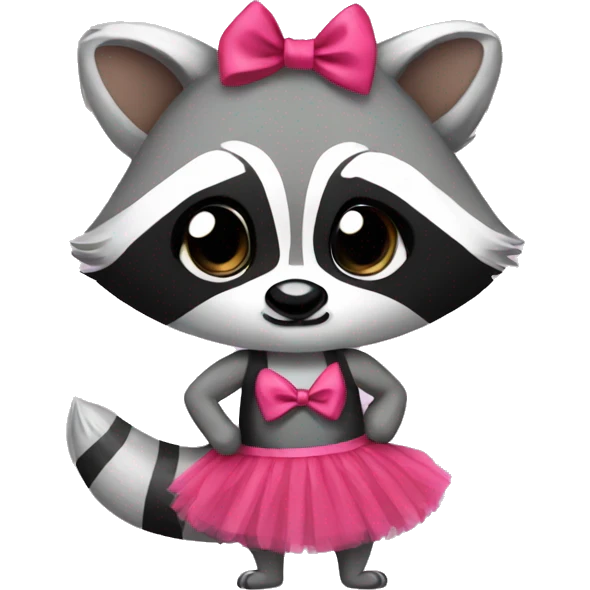 raccoon with a bow and in tutu emoji