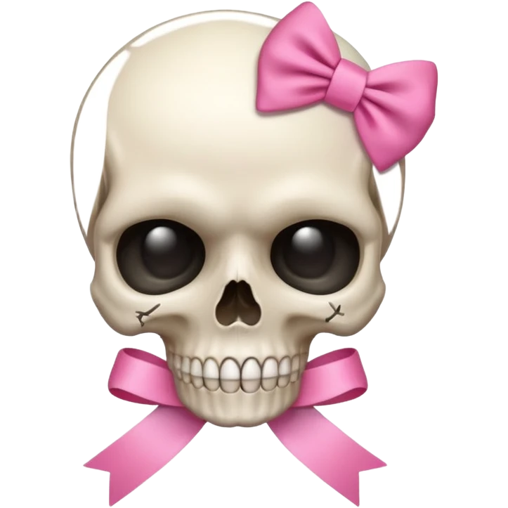 skull emoji with pink ribbon pookie emoji